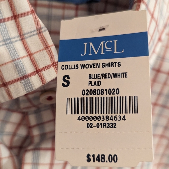 Collis Classic Fit Red White Blue Plaid Button Down Small NWT - Picture 5 of 6